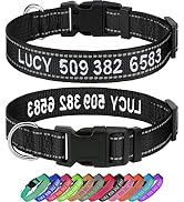 Taglory Personalized Dog Collars, Embroidered Reflective Dog Collar with Name and Phone Number, A...