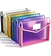 ABC life 6 Pack Plastic Expanding File Folder, Transparent Envelopes with Snap Closure, No Divide...