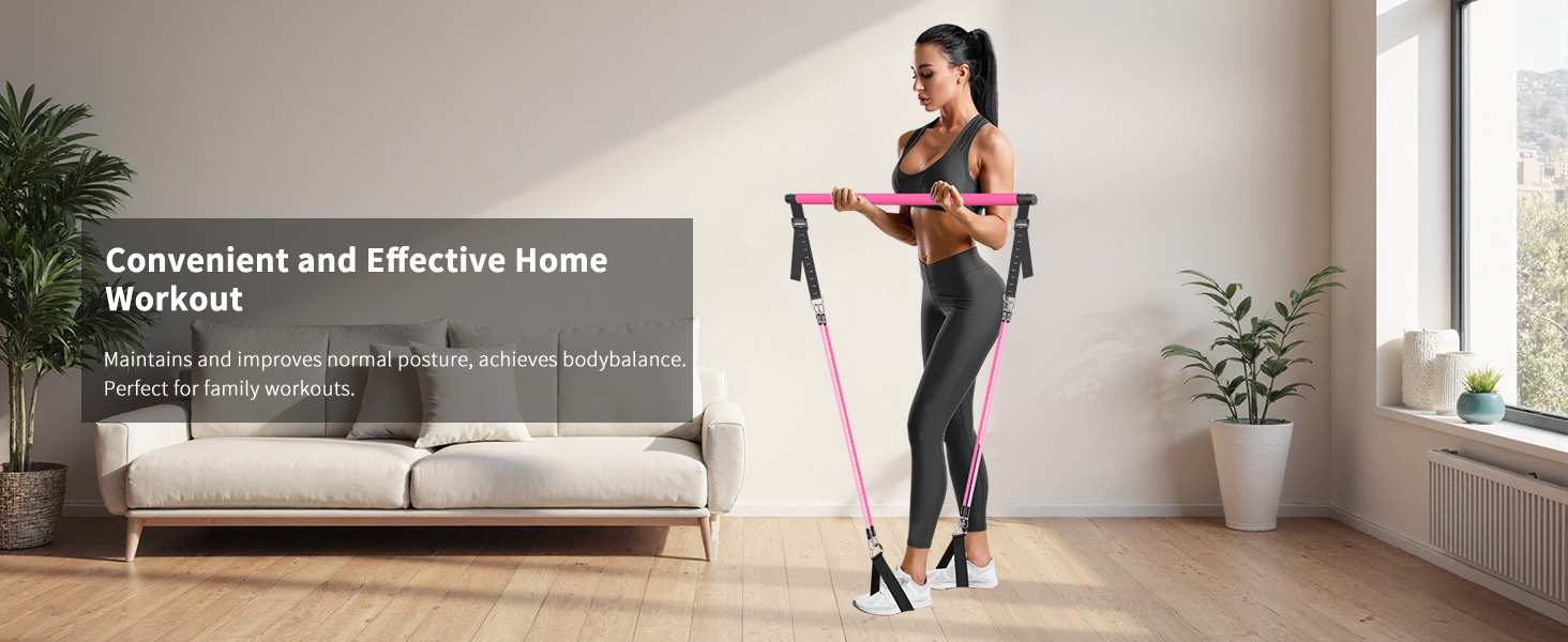 full body workout,pilates exercise bars,pilates bar resistance band set,best pilates at home kit