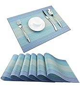 PIGCHCY Placemat,Washable Cross-Weave Non-Slip Insulation Placemat Vinyl Table Mat Set of 6 (6pcs...