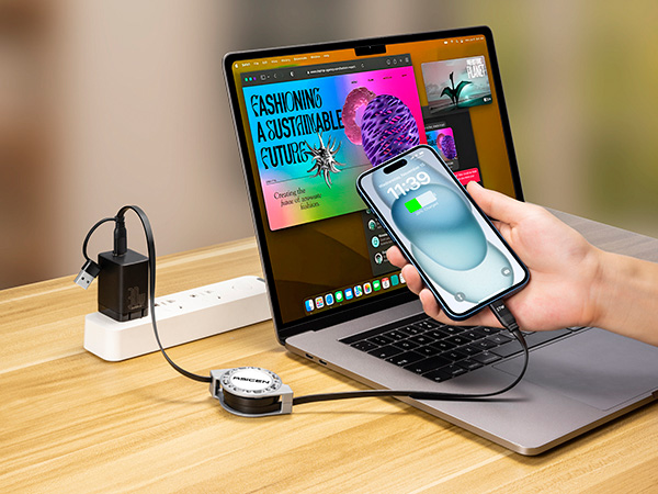3 in 1 retractable fast charging cable