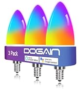 DOGAIN Smart Light Bulbs E12 Base LED Color Light Bulb WiFi-Bluetooth Candelabra Light Bulbs Comp...