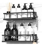 YASONIC Shower Caddy Adhesive, No Drill Bathroom Shower Organizers, with Removable Hooks, Rust Pr...