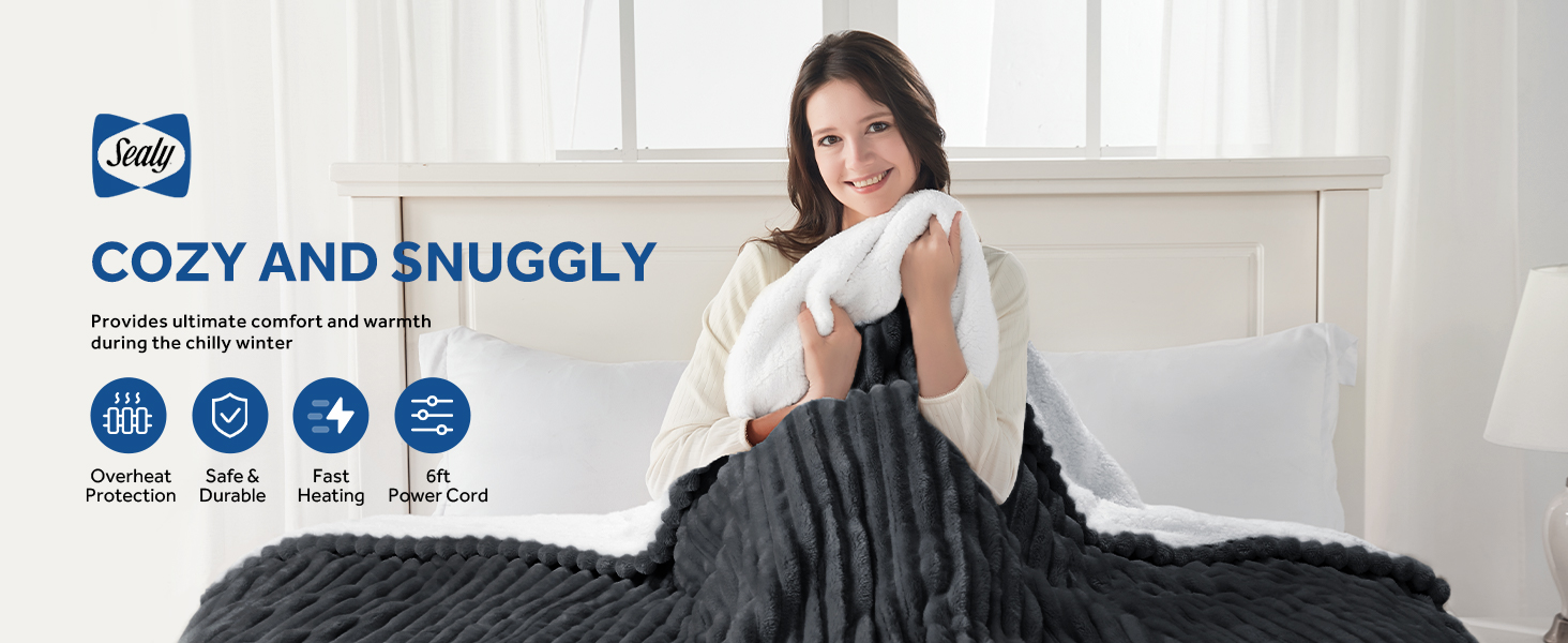 electric blanket heated throw blanket grey