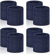 8 Pcs Sports Wrist Sweat Bands for Men &amp; Women, Absorbent Wrist Sweatbands Tennis Wristbands, Ela...