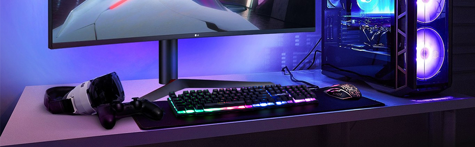 bling rainbow gaming setup