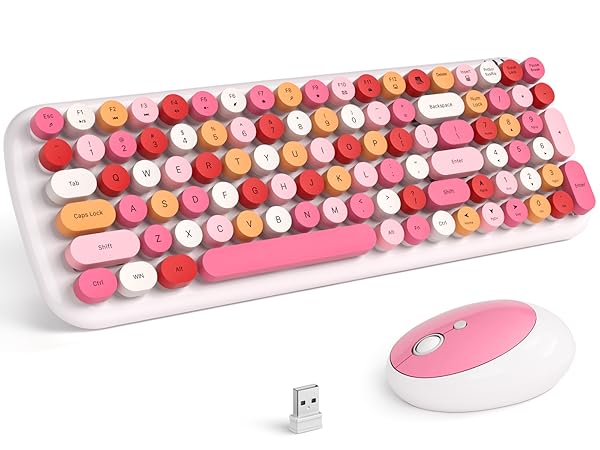 Pink keyboard and mouse