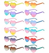 AGGKKY 12 Pairs Heart Shaped Sunglasses for Women Colorful Glasses Fun Trendy Transparent Heart S...