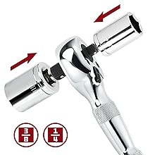 Powerbuilt 1/4" x 3/8" Drive Stubby Dual Head Ratchet Handle