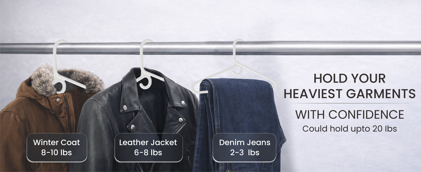 Holds your heaviest garments with confidence white plastic hangers