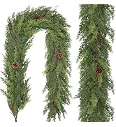 1 Pack 6FT Real Touch Christmas Garland with Pine Cone Artificial Realistic Faux Green Cedar Pine...