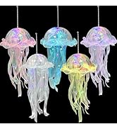 FOWSRHRG 5PCS LED Jellyfish Lantern, Hanging Party Lights Mermaid Birthday Decorations Colorful G...