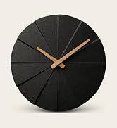 Driini Modern Polyresin wall clock with oak hands, black