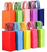 Suwimut 100 Pieces Small Gift Bags, 10 Colors Goodie Bags Bulk, 5.1x3.25x8.27 Inch Party Favor Ba...