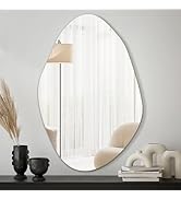 TRAHOME Irregular Asymmetrical Wall Mirror for Living Room Bathroom Entryway, Modern Decorative M...