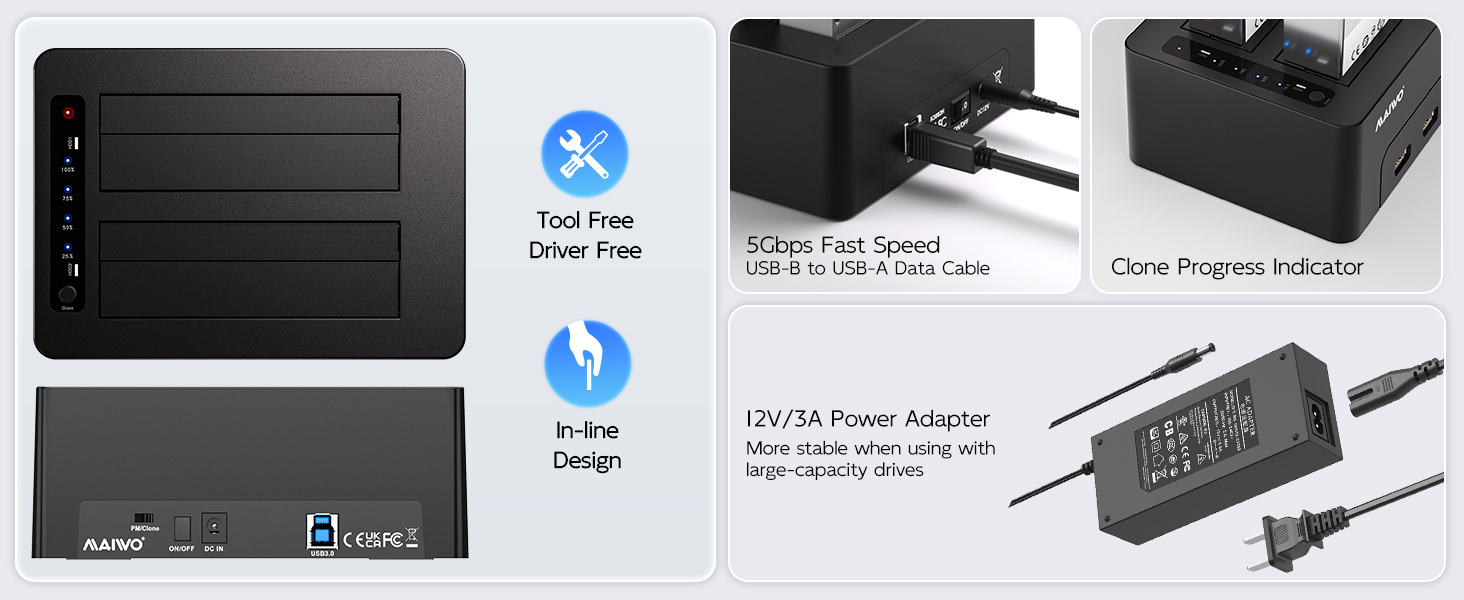 2.5 3.5 hdd ssd to usb 3.0 adapter reader enclosure hard drive cloner copy file das nas