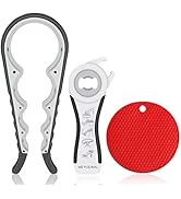 Jar Opener- Pad Rubber Jar Can Lid Opener, 5 in 1 Multi Function Can Opener Bottle Opener Kit wit...