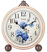 Classic Vintage Table Clock - 5.2in Analog Desk Clock, Silent Non-Ticking Clock with Distressed M...