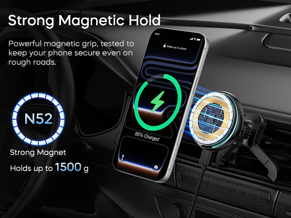 25W Car Wireless Charger, Magnetic Car Phone Holder