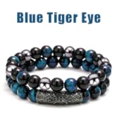 2Pcs Triple Protection Bracelet,Natural Tigers Eye Black Obsidian and Hematite 8 MM Beads Bracele...