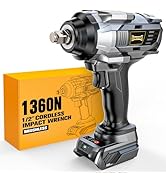 DIYtoolifz Cordless Impact Wrench 1/2” Compatible with Dewalt 20v Battery(Bare Tool), 1000FT-LBS ...