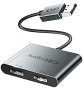 Displayport to Dual Displayport Splitter Adapter 4K@60Hz, DP 1.4 Splitter Adapter 1 in 2 Out SST/...