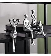 Quoowiit Thinker Statue Office Decor Desk Decor, Silver Decor Art Sculpture Ornament Coffee Table...