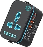Universal Travel Adapter Worldwide PD 20W, TECSIX International Power Adapter Fast Charging with ...