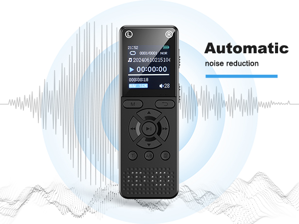 portable voice recorder with large color screen and simple one button control