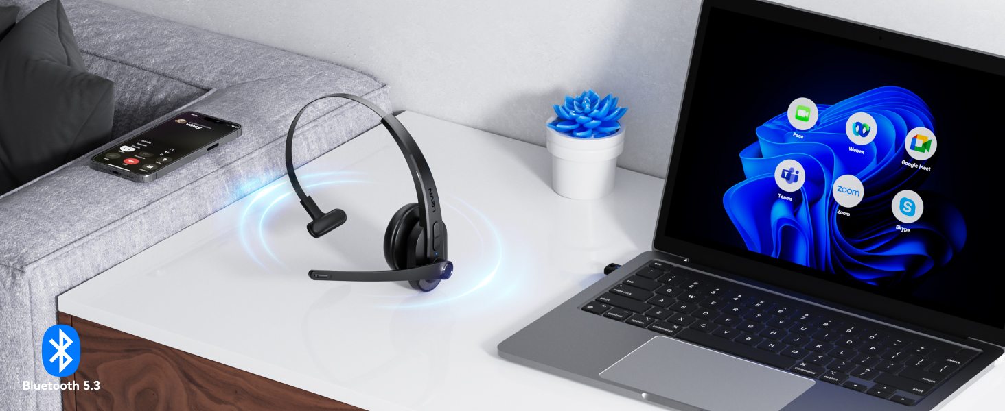 wireless headset with mic for work