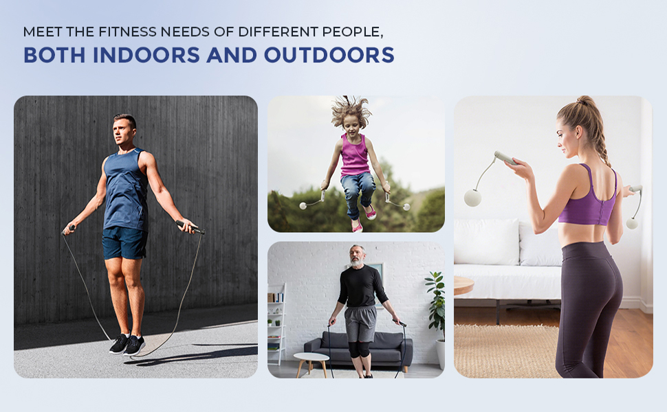 Smart Jump Rope with LED Display and Jump Counter, Weighted Cordless Design