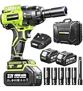 Robustrue 1400N.m (1032ft-lbs) Cordless Impact Wrench, 1/2 High Torque Brushless Impact Gun, 2400...