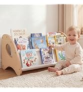yoopin Kids Bookshelf, 4-Tier Montessori Book Shelf for Kids Rooms, Easy Installation, Eco-Friend...
