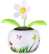 Solar Dancing Solar Powered Dancing White Flower in Colorful Shape Flip Flap Animated Bobblehead ...