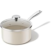 Redchef Ceramic Sauce Pan with Lid, 2.5QT Small Saucepan, Nonstick Cooking Pot with Stay-Cool Han...