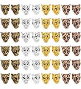 PH PandaHall 4 Colors Leopard Head Beads 100pcs Animal Bracelet Beads Tibetan Style Alloy Bead Lo...