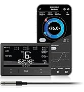 Digital temperature monitoring interface showing 176.0 degrees with graphical displays and measurement data across mobile and desktop screens.