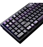 JSJT Purple PC Translucent Keycap - Black ABS Material Cherry Profile Keycaps, 210 Keys Shadow of...