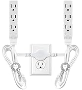 Twin Extension Cord Power Strip -12 FT Double Extension Cord - 6 Feet on Each Side, Flat Head (Wa...