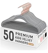 Smartor Kids Velvet Hangers 50 Pack, 14 Inch Premium Non Slip Kids Felt Hangers for Closet, Space...