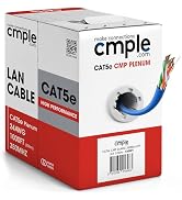 Cmple - Cat5e Plenum Cable 1000ft, CMP, Blue 350MHz Gigabit Ethernet Solid Network Internet Bulk UTP
