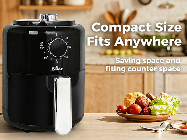 bear mini air fryer 2.1qt compact size
