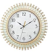Noamus 12" Retro Wall Clock, Silent Non-Ticking Round Clock, Aqua Battery Operated Quartz Clock, ...