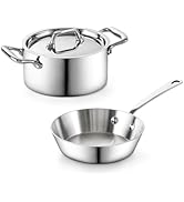 Cooks Standard Mini Cookware Duo Set, Multi-Ply Clad Stainless Steel Butter Warmer, Fry Pan 4.7 I...