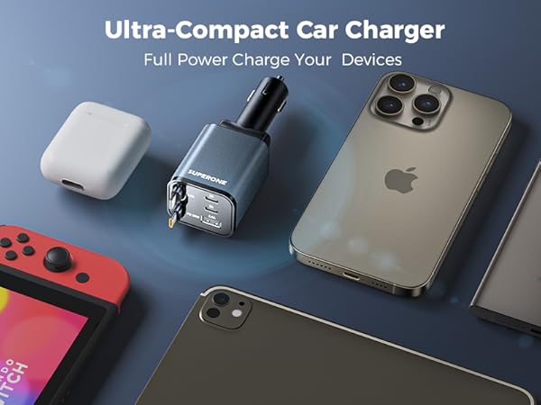fast charge retractable car charger