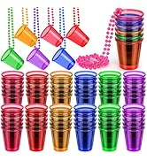 Cididu 36 Pack Shot Glass on Beaded Necklaces, Disposable Plastic Shot Cups Bachelorette, Bulk Ad...