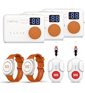 CallToU Caregiver Pager Wireless Wristband Call Buttons Elderly Monitoring SOS Alert System Pager...