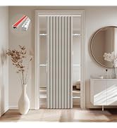 Jilron Accordion Door Curtain,Adhesive Curtain Track Mounting, 100% Blackout Doorway Curtains, fo...