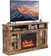 ARLIME 60 Inch Electric Fireplace TV Stand, 23 Inch Fireplace Heater with Mantel, Media Console w...