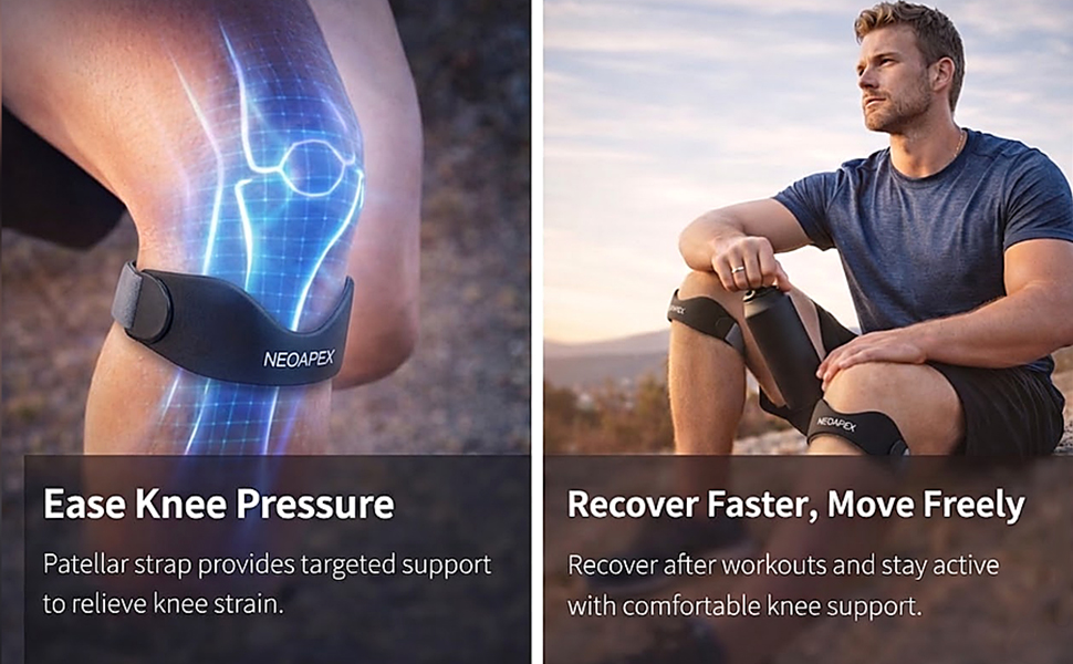 NEOAPEX patella strap helps ease knee pressure and supports recovery during activity